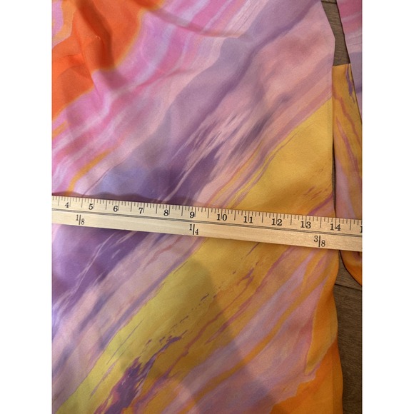 For Love & Lemons Dress Womens Large Orange Purple Halter‎ Open Back Watercolor - Picture 3 of 5